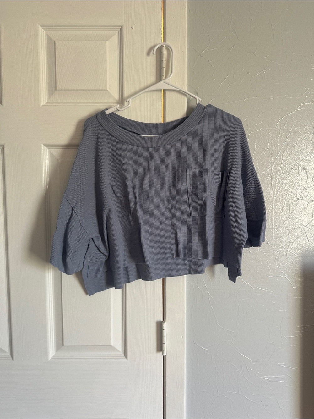 Altar'd State Cropped Waffle Knit Tee - Slate